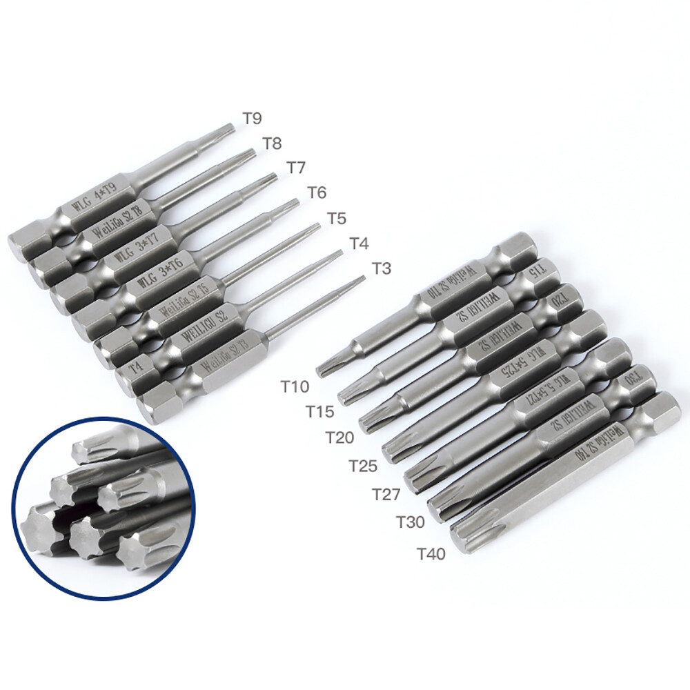 T6-T40 TORX Key Bits For Screwdriver Wrench 65mm Star Drive Magnetic Bits 65mm