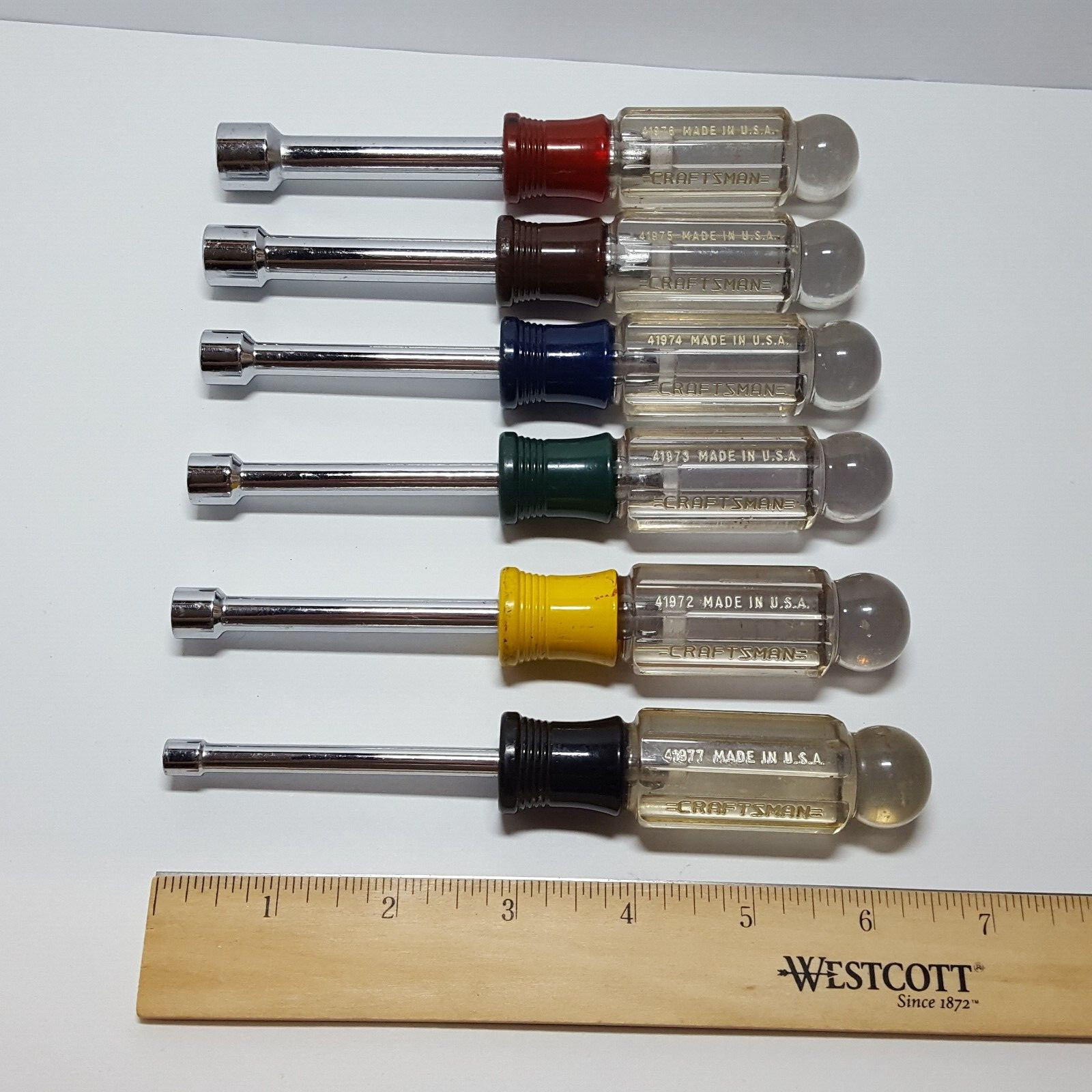 USA Made Craftsman -H- 6 Piece SAE Standard Length Nut Driver Set 41972 – 41977