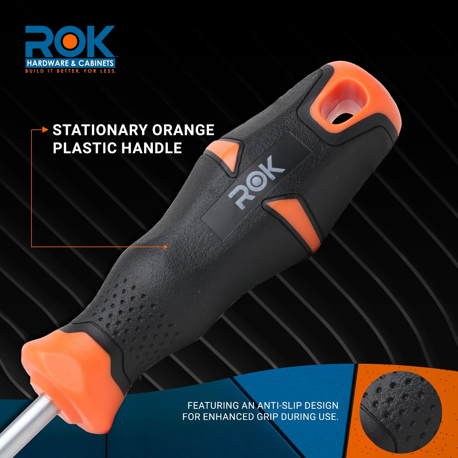 Rok Hardware Pozi #2 Screwdriver, Chrome Shaft with Orange Handle ROKPOZI