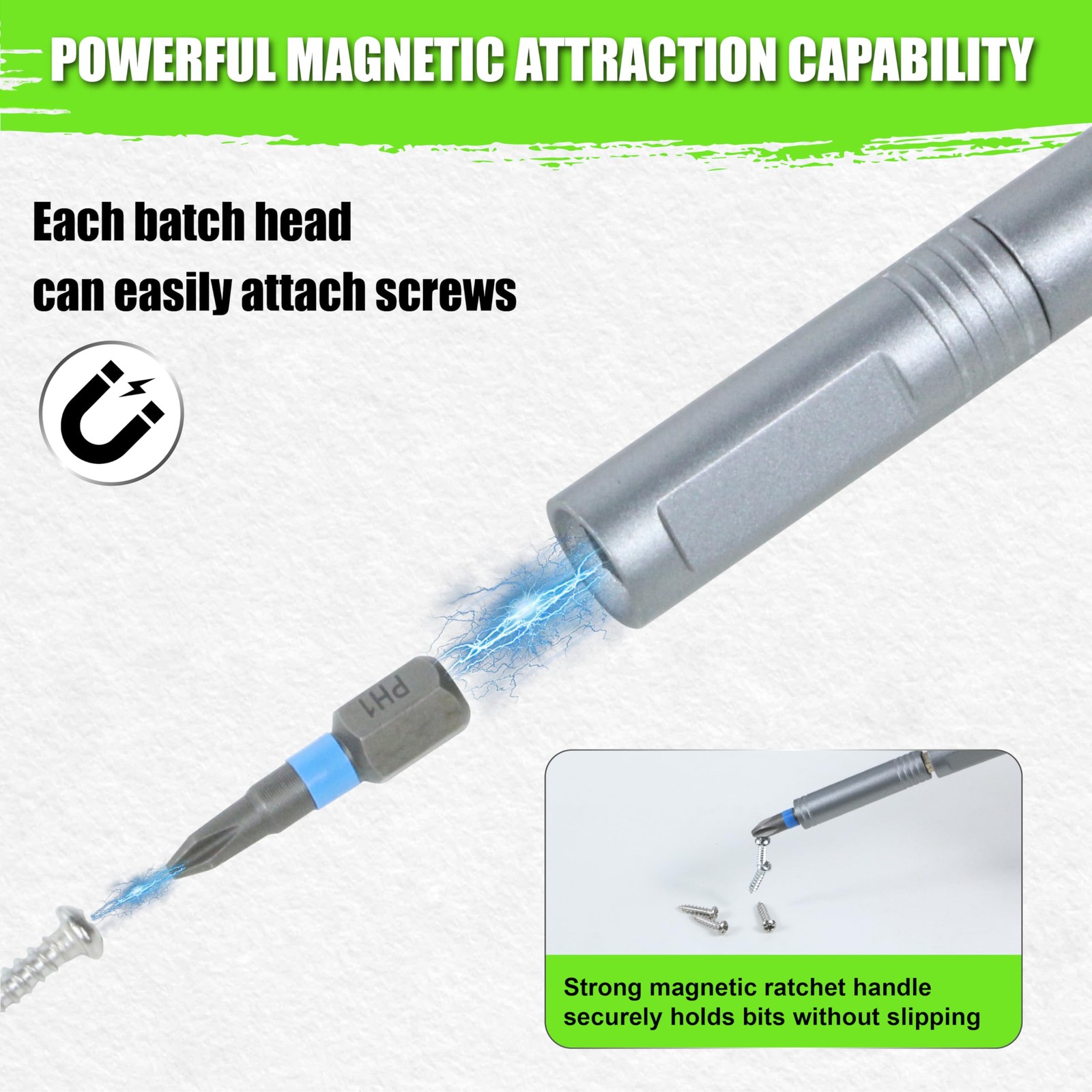 SUNHZMCKP 24 in 1 Magnetic Ratchet Screwdriver Set with Detachable T Handle