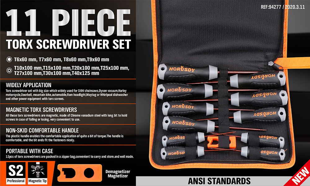 12 PC Torx Screwdriver Set Magnetic T6 – T40 Security Tamper Proof Star S2 Steel
