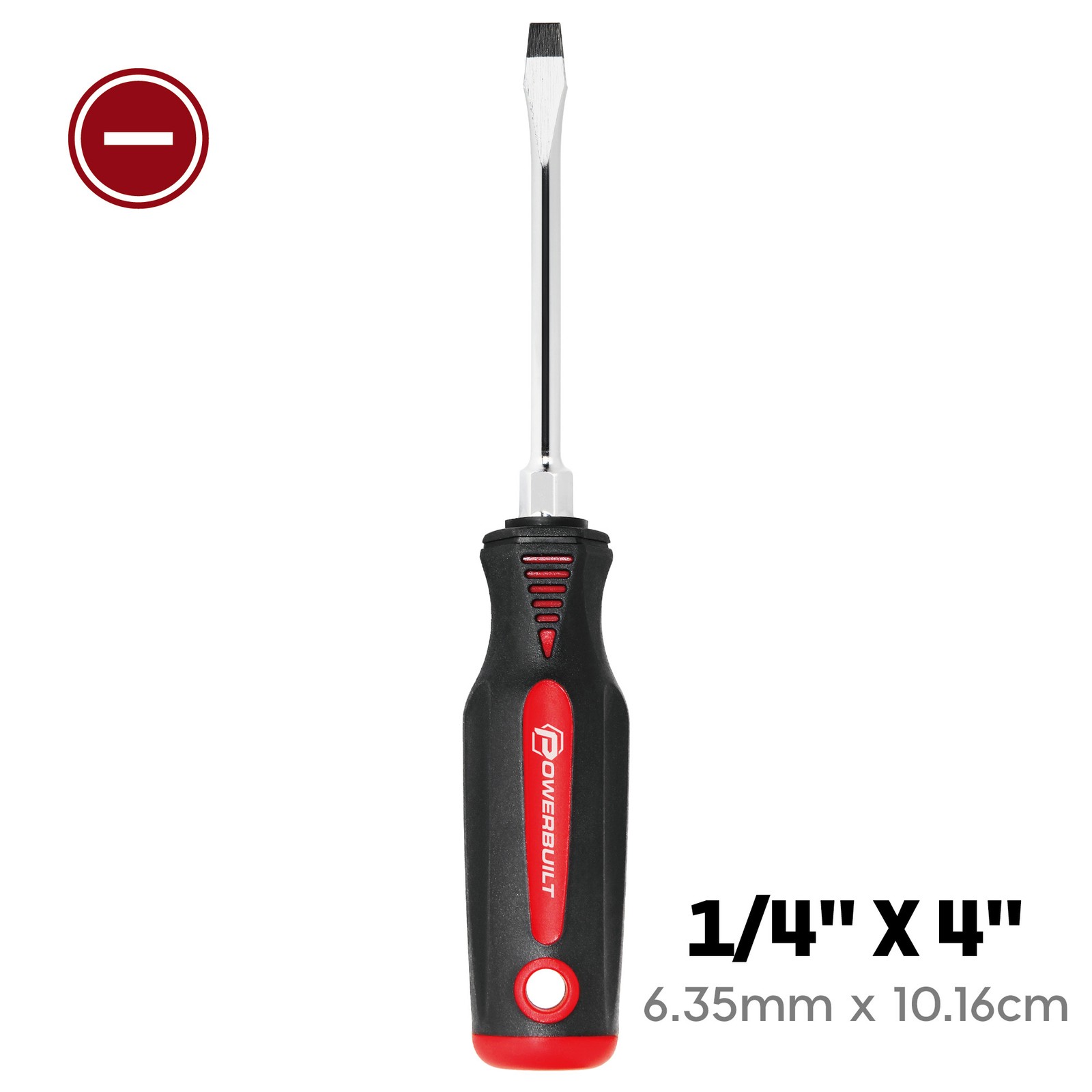 Powerbuilt 1/4 x 4 Inch Slotted Screwdriver with Double Injection Handle –