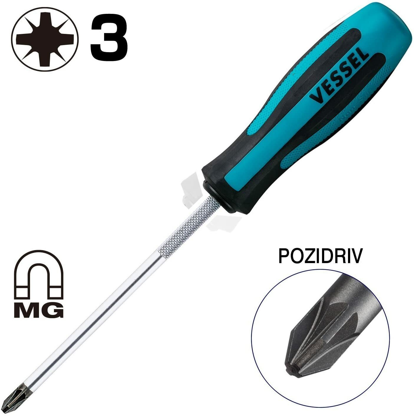 VESSEL Megadora 903 POZIDRIV 3-piece set PZ1x75 PZ2x100 PZ3x150 Driver Japan new
