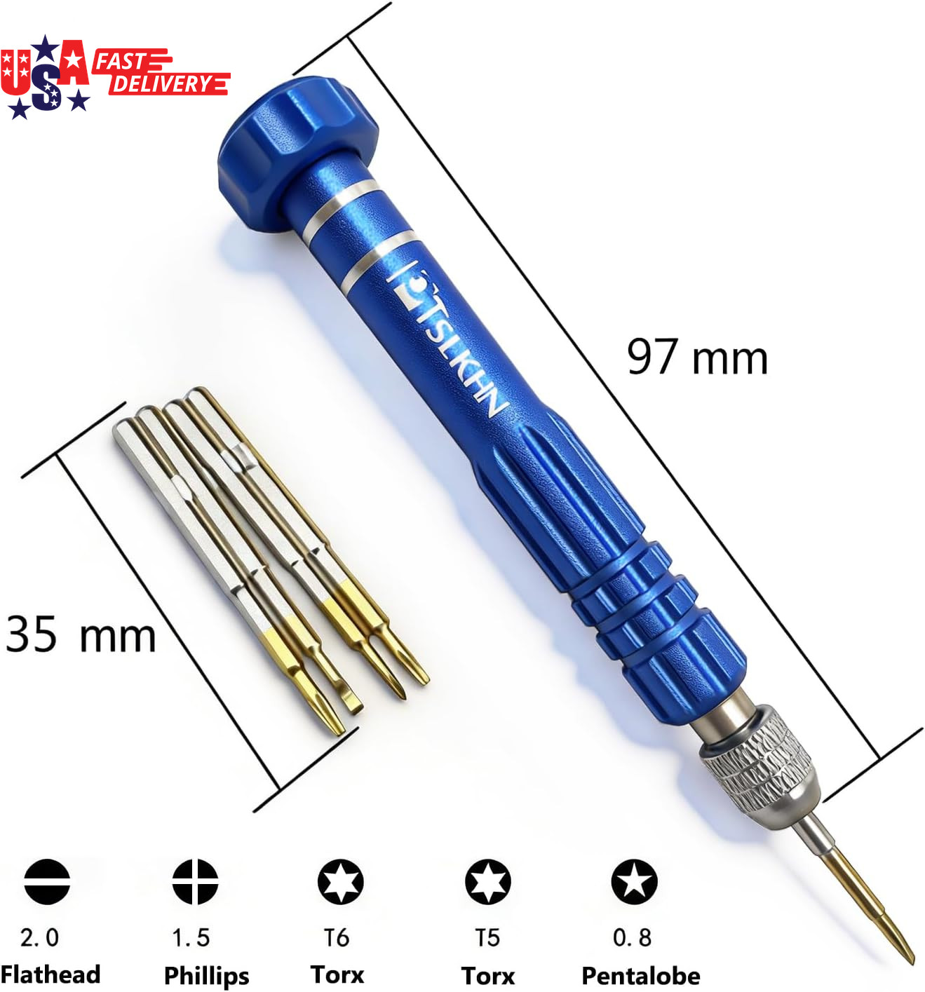 5-In-1 Multifunctional Small Screwdriver, S2 Steel Magnetic Screwdriver Kit for