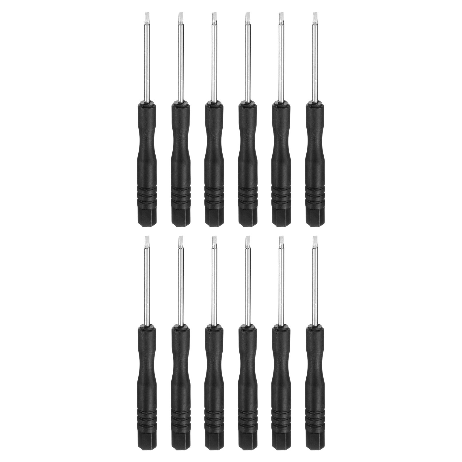 12pcs SL1.5 Mini Flat Head Screwdriver 3.07″ Screwdrivers Carbon Steel, Black