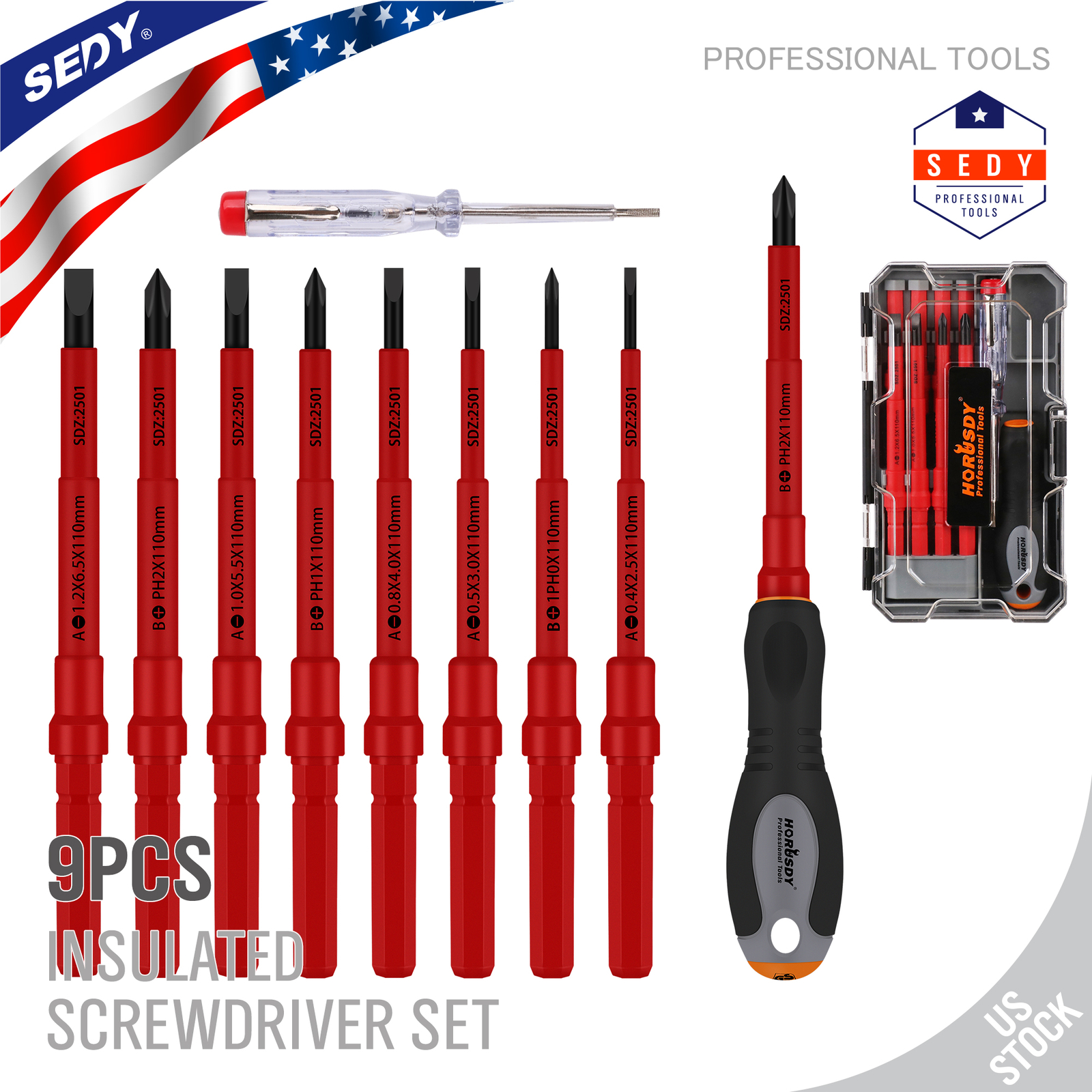 10pc Electrician’s Insulated Magnetic Electrical Hand Screwdriver Tool Set New