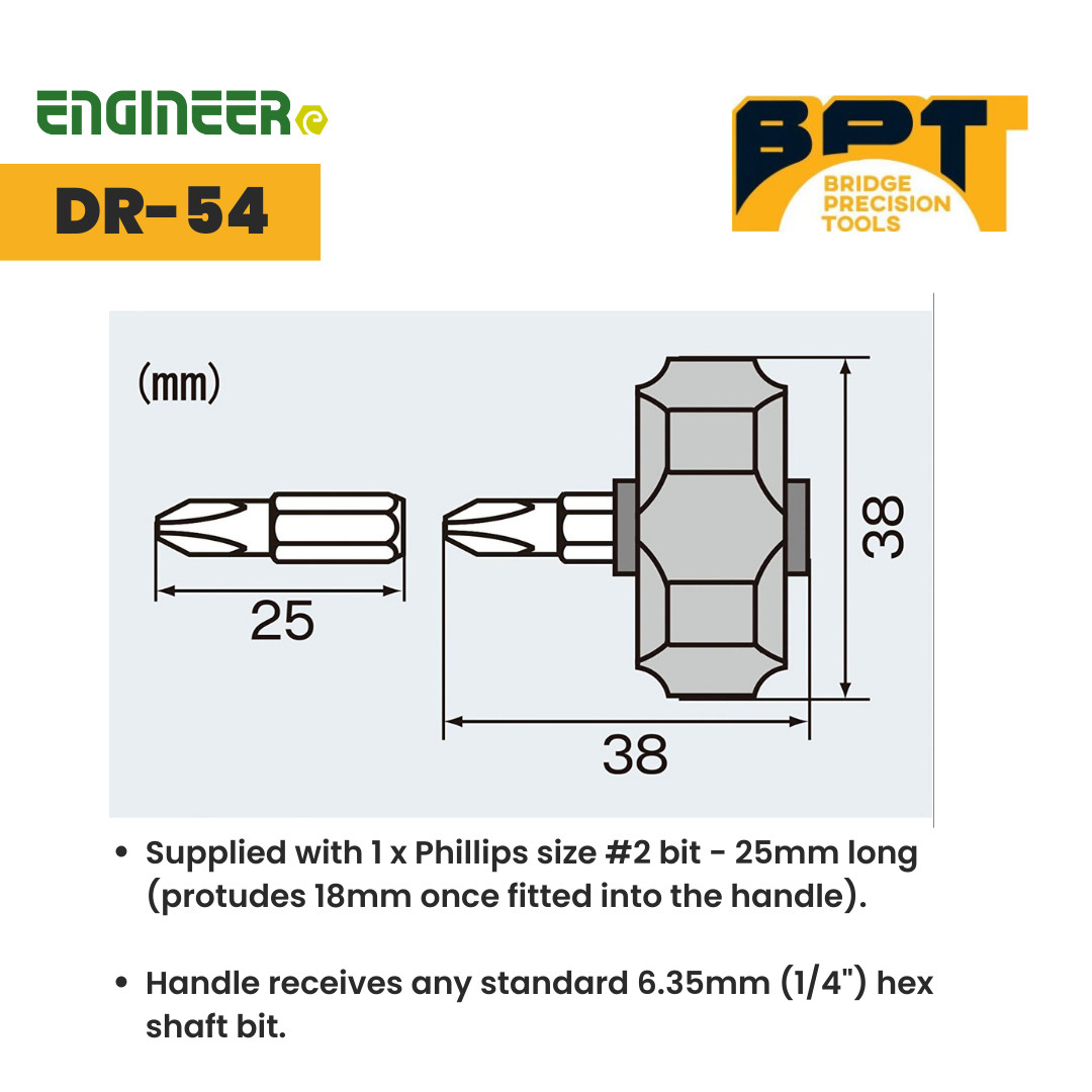 ENGINEER DR-54 Stubby Ratchet Palm Driver