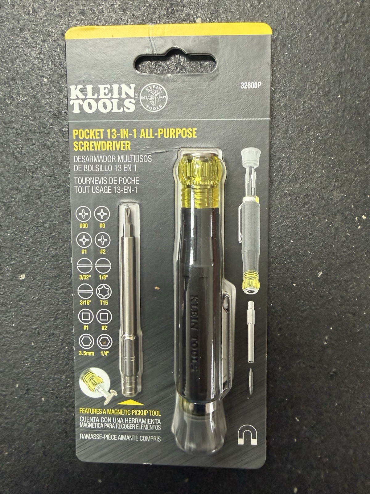 Klein Tools 32600P Pocket 13 In 1 All-Purpose Screwdriver With Bits NEW+FREE SH