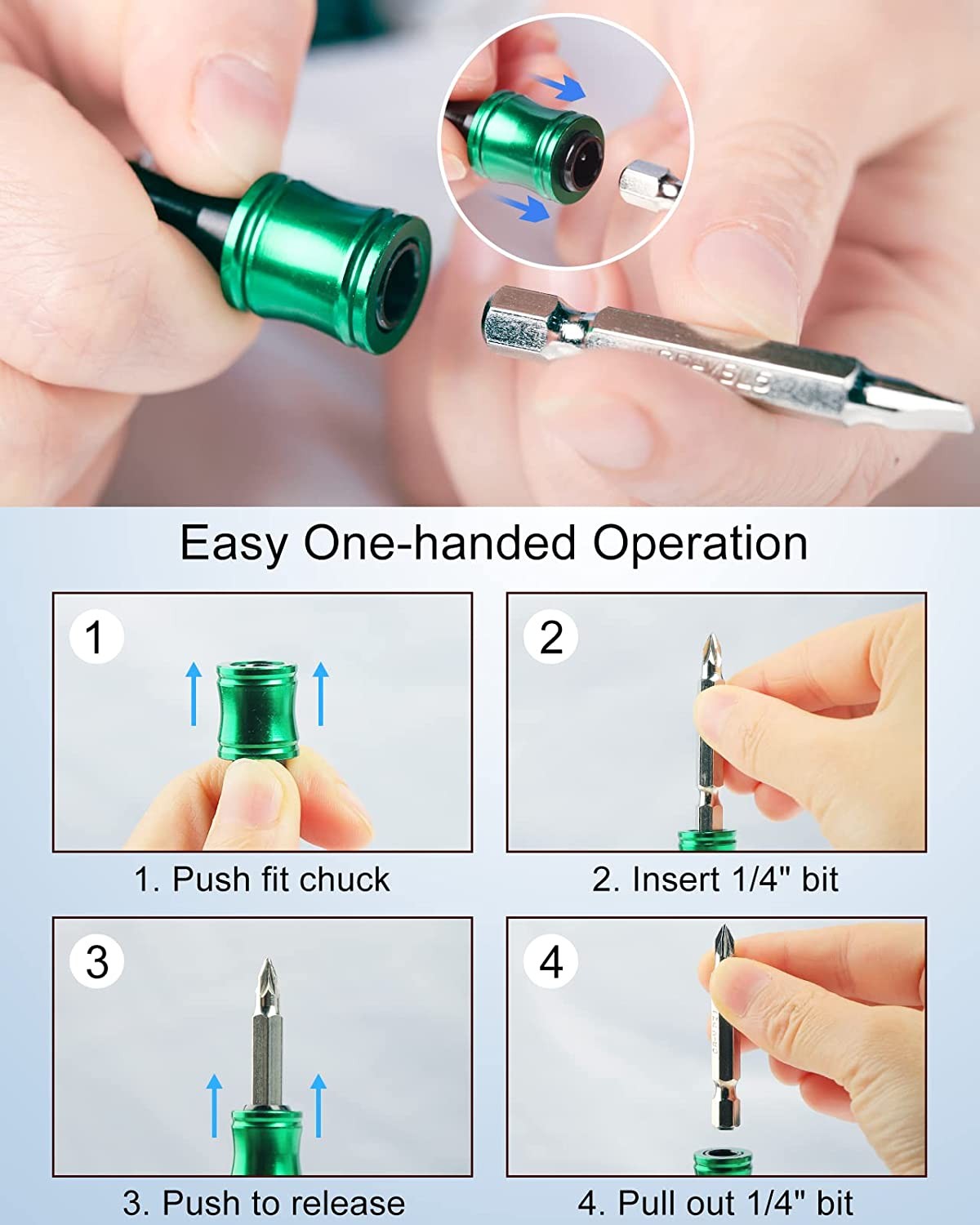 14PCS 1/4″ Hex Shank Quick Release Keychain Screwdriver Drill Bit Holder Bit Set