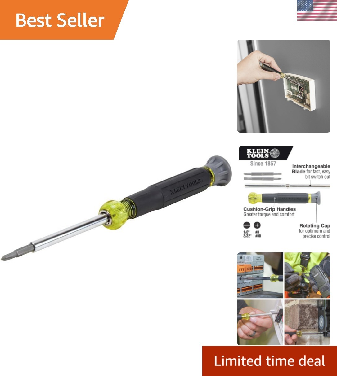 32581 4-in-1 Electronics Screwdriver Set with 2 Slotted, 2 Phillips Precision…