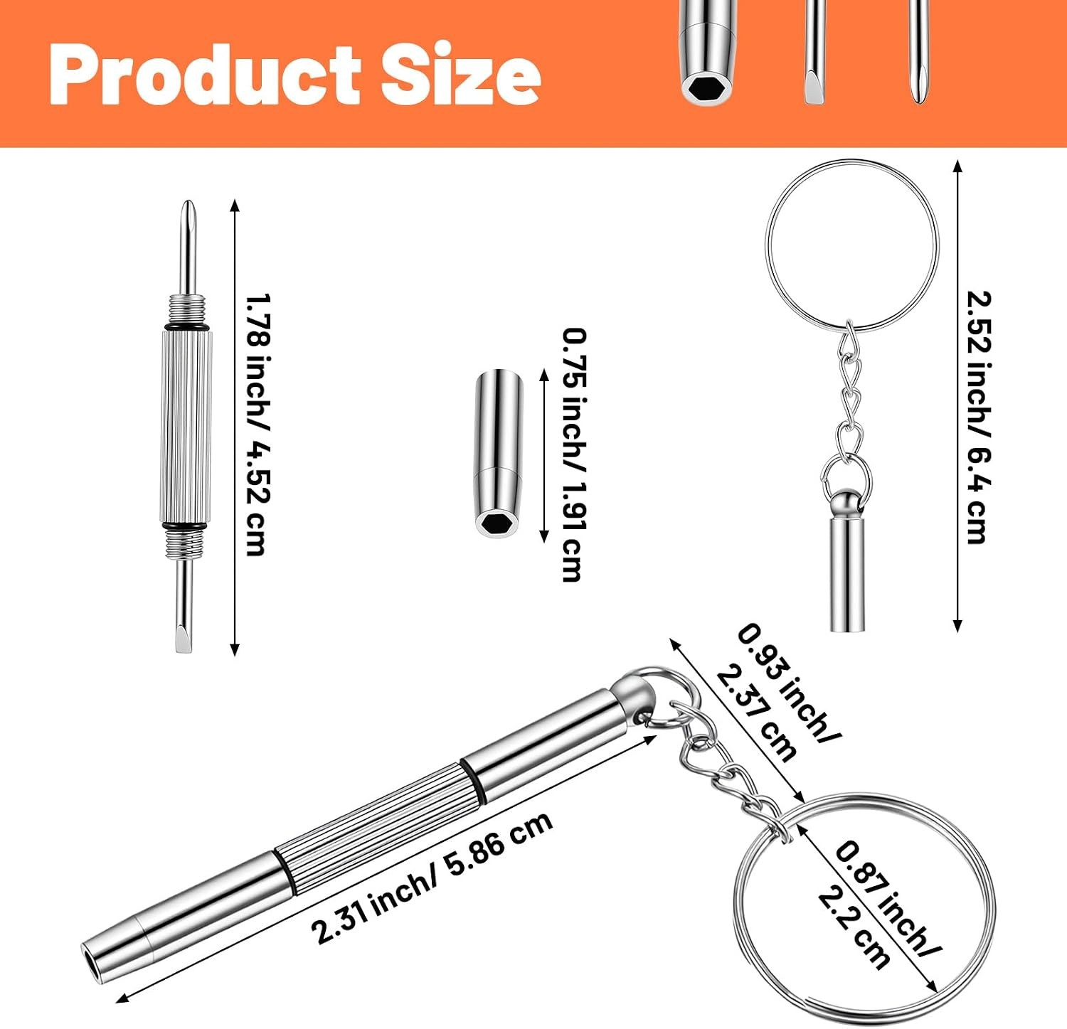 10Pcs Eyeglass Screwdriver Repair Kit 3-in-1 Mini Keychain Glasses Watch Tool