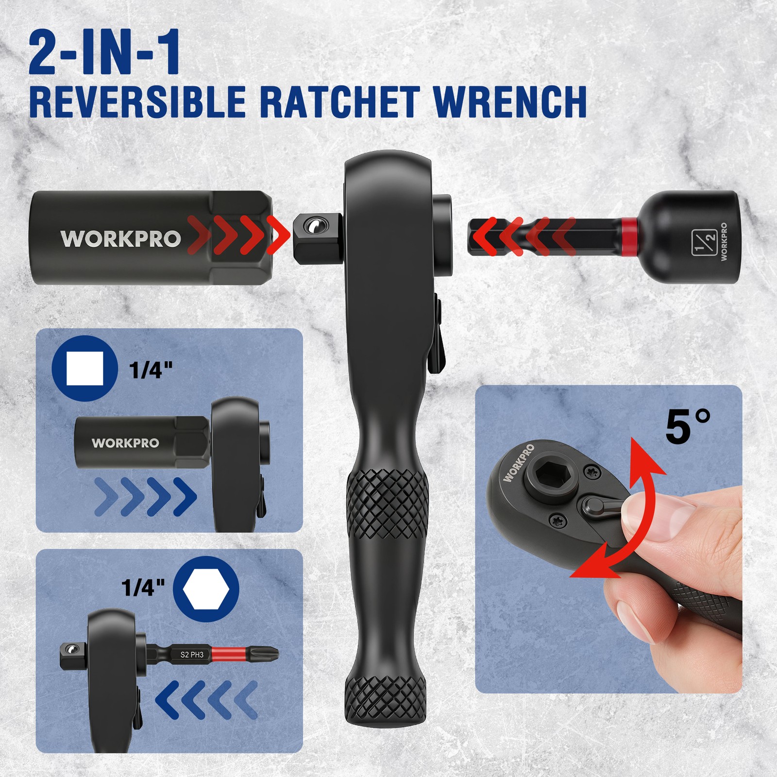 WORKPRO New 98-Piece Magnetic Nut Driver Set Impact Driver Bits Universal Socket