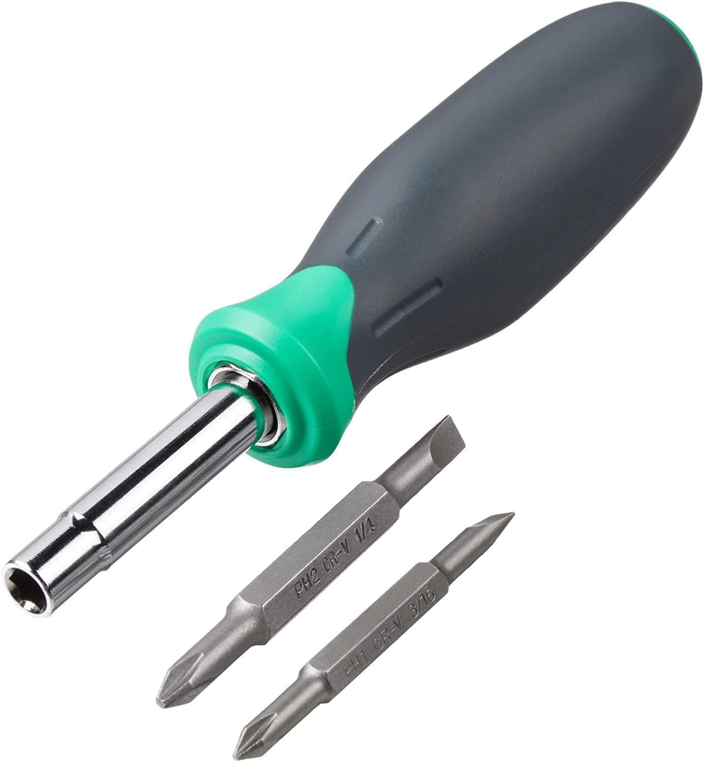 6-In-1 Multi-Bit Screwdriver/Nut Driver, Multicolor(Silver, Northern Glow Green,