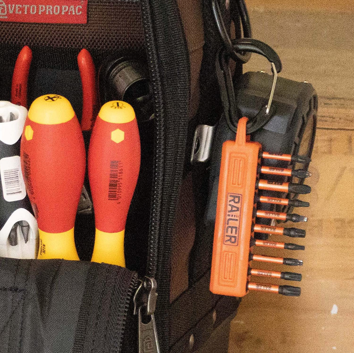 Screwdriver Bit Holder Storage Organizer – Railer 20-Hole Orange Bit Holder with