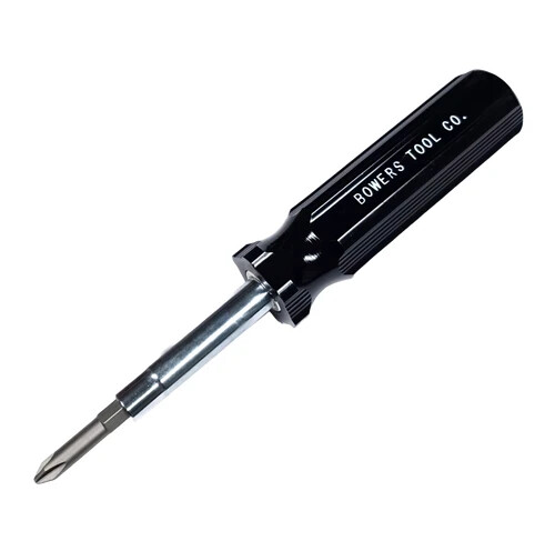 Bowers Tool Co. 6-1 Screwdriver Black Phillips Flat Slotted Multi Bit 6 in 1 USA