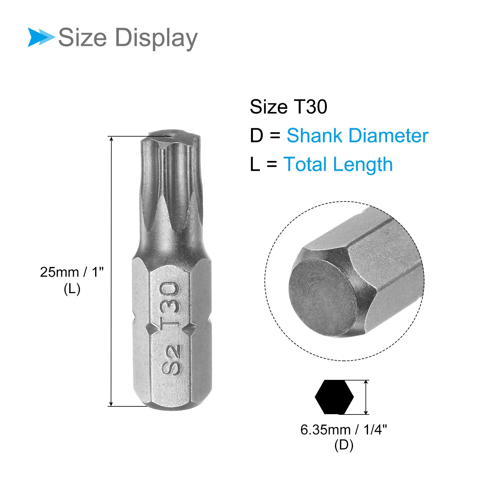 25pcs Torx Screwdriver Bits 1/4″ Hex Shank 25mm T30 Magnetic Screwdrivers Bit