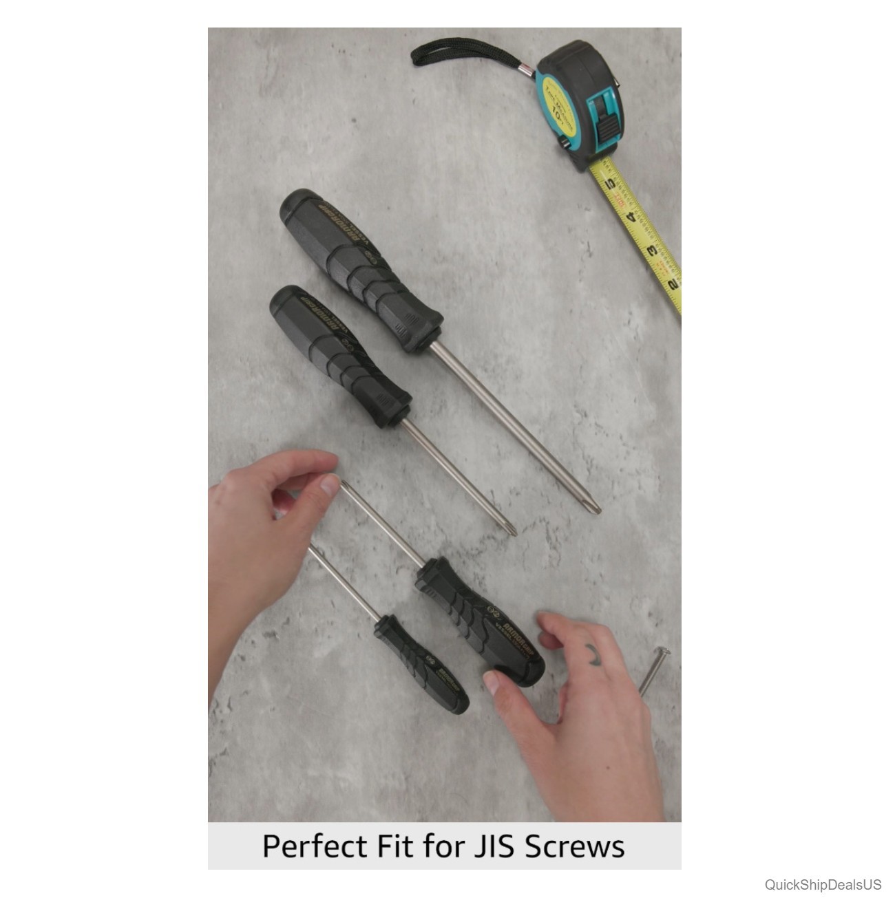 JIS Screwdriver Set 4 Piece Cross Point Tip Ergonomic Soft Grip Magnetic