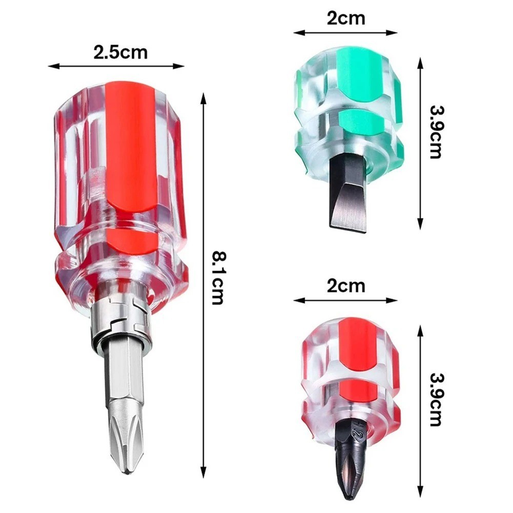 3Pcs Mini Screwdriver Set Short Flat & Phillips 2-in-1 Repair Tool Kit USA