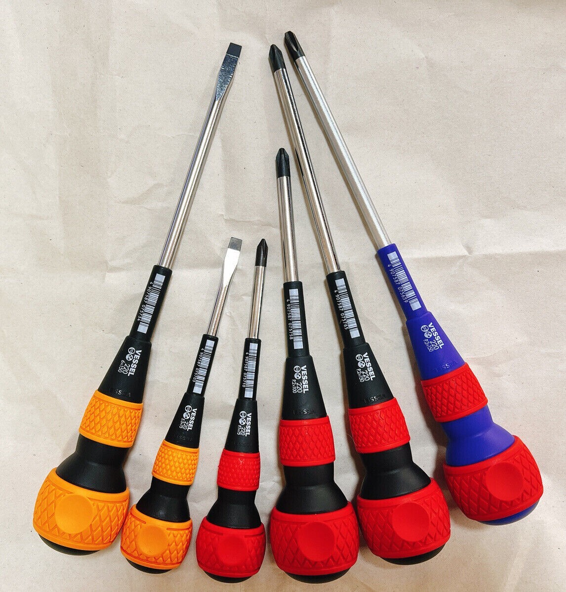 VESSEL Ball Grip Screwdriver No.220 Clip Remover CR×120 970 7-piece set JIS new