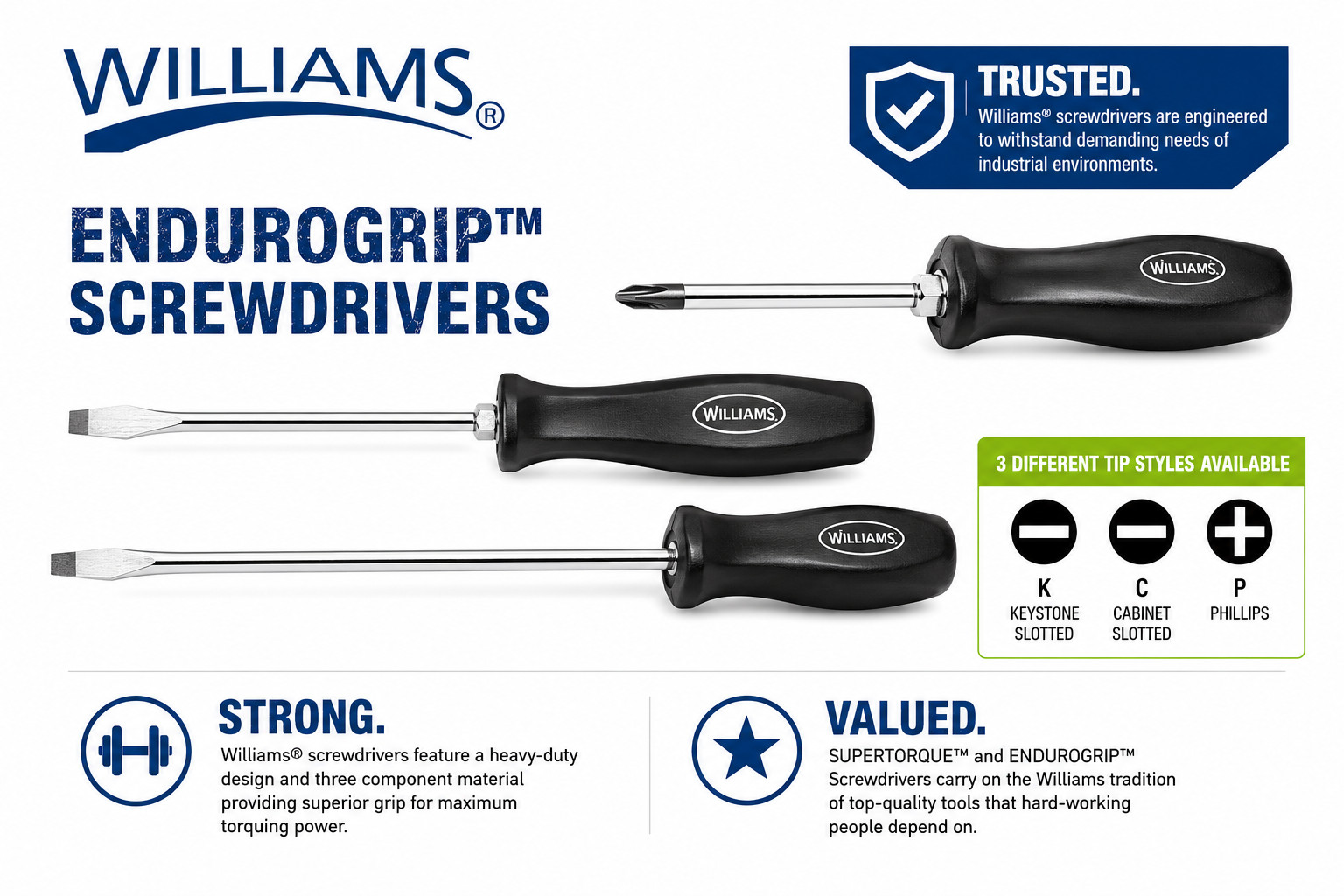 Williams 19Pc Premium Screwdriver Set Phillips Slotted Electrician