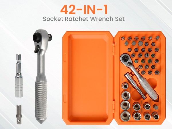 42 IN 1 Precision Ratchet Screwdriver Set Repair Tool Kit Torque Wrench Sockets