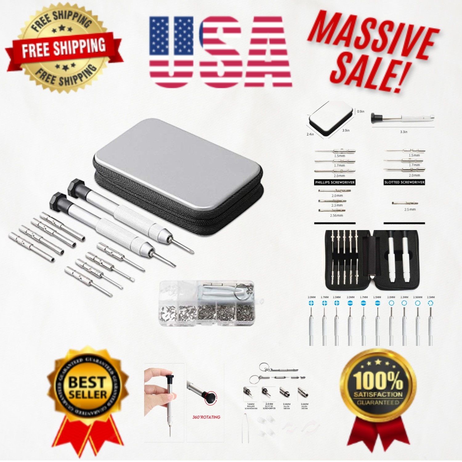 Comprehensive Eyewear Repair Kit – 10 Screwdrivers & Elegant Storage for Glasses