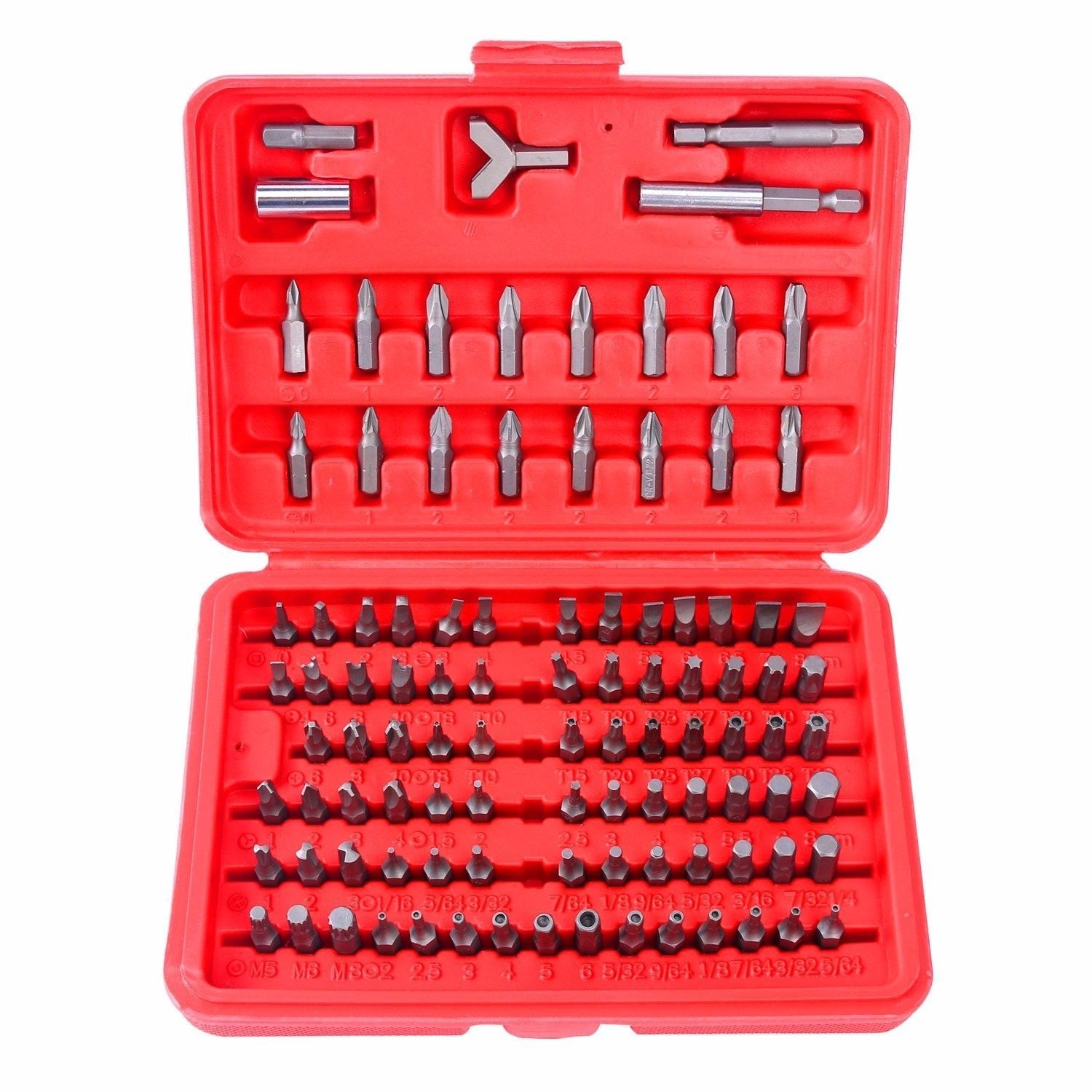 100pc. SECURITY TAMPER PROOF BIT SET,TORQ,HEX,SPANNER,TRI WING, GREAT 4 TECHS.