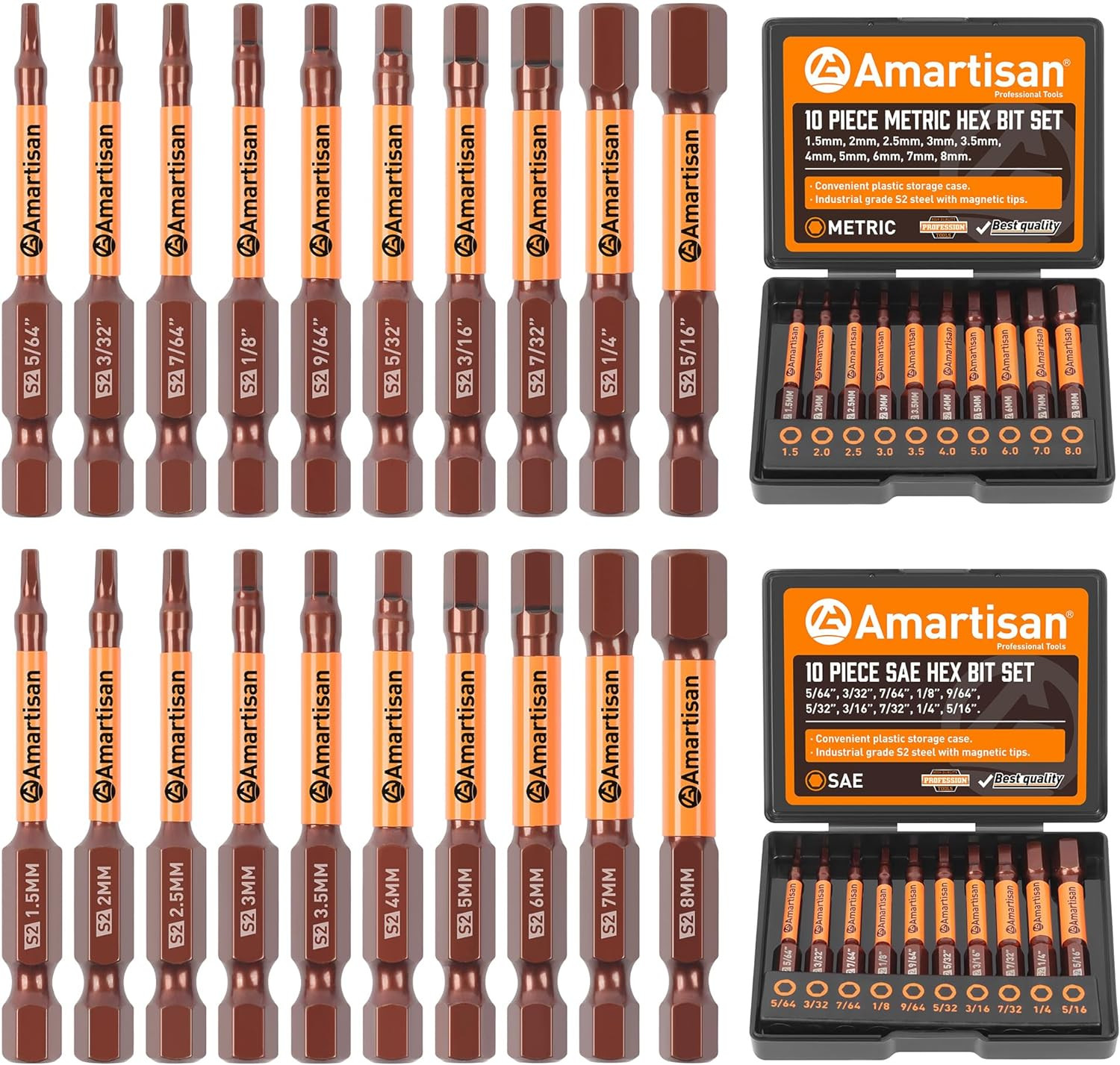 Hex Head Allen Wrench Drill Bit Set Screwdriver Socket Steel Shank 20 PCS New