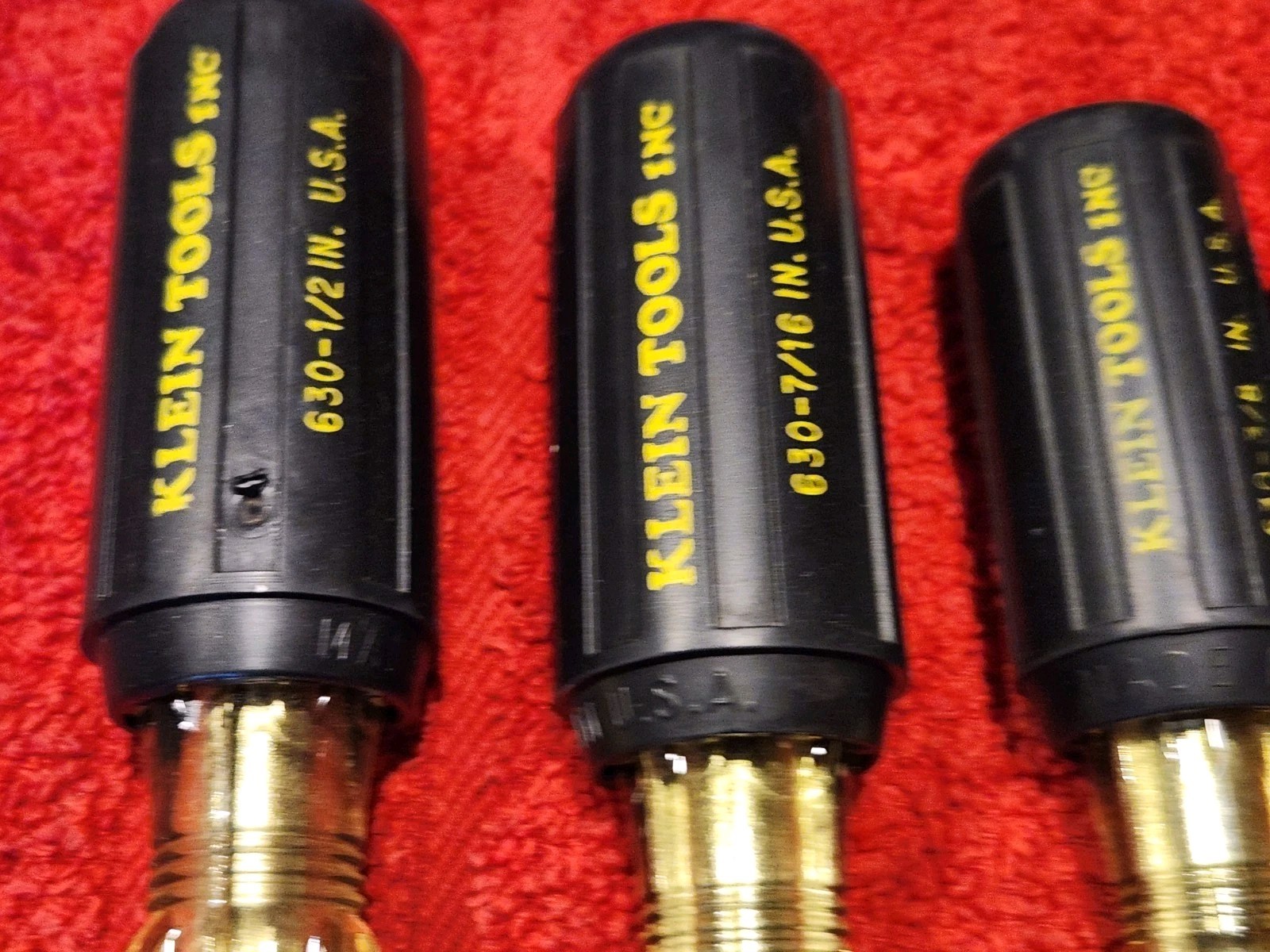 VINTAGE KLEIN 631 Standard Hollow Shaft Nut Driver Set 7 +1 Piece Bonus #650 Awl