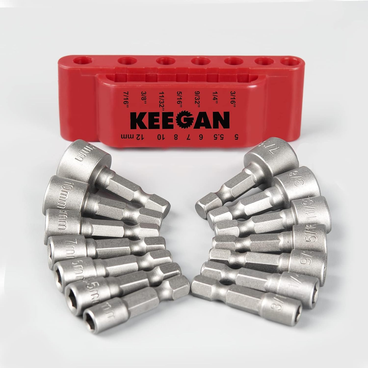 14 PCS Power Nut Driver Bit Set Quick Change MM & SAE Impact 1/4″ Hex Shank USA
