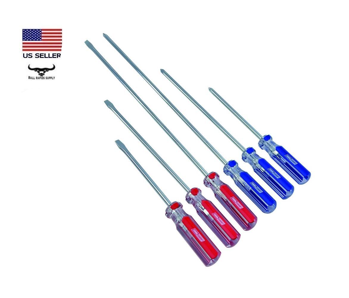 3″, 5″, & 8″ Slotted & Phillips 6 Piece Screwdriver Set Carbon Steel PVC Handles