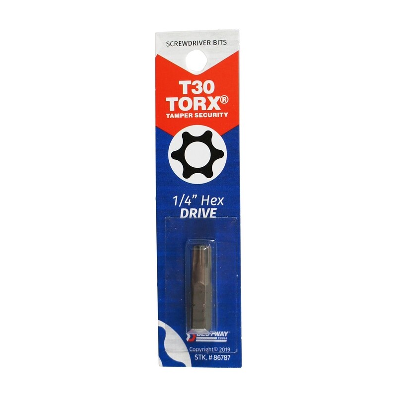Best Way Tools 86787 Carbon Steel T30 Torx Screwdriver Bit 1/4 Dia. x 1 L in.
