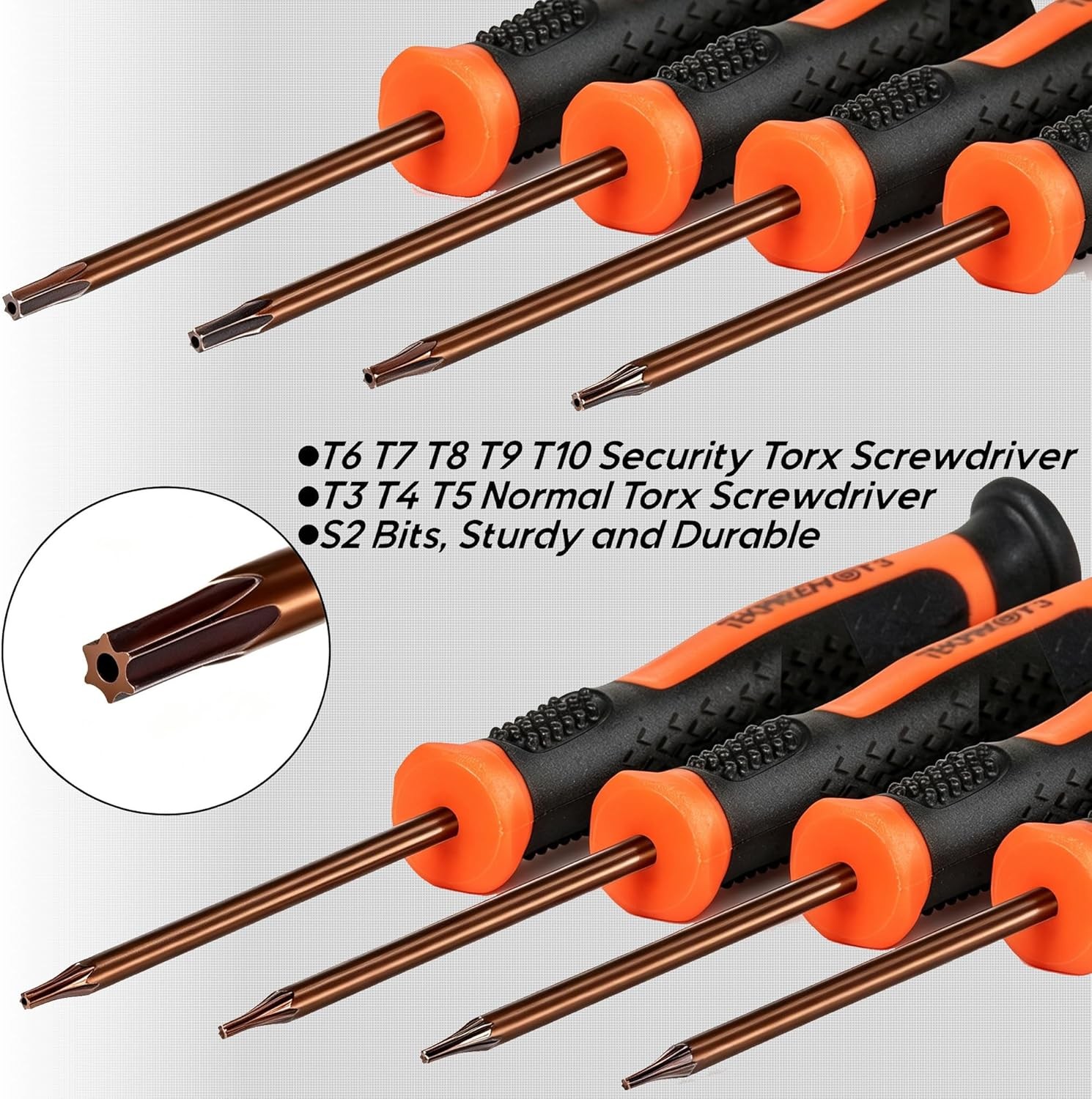 8 in 1 Small Torx Screwdriver Set with T3 T4 T5 T6 T7 T8 T9 T10 Torx Security Bi