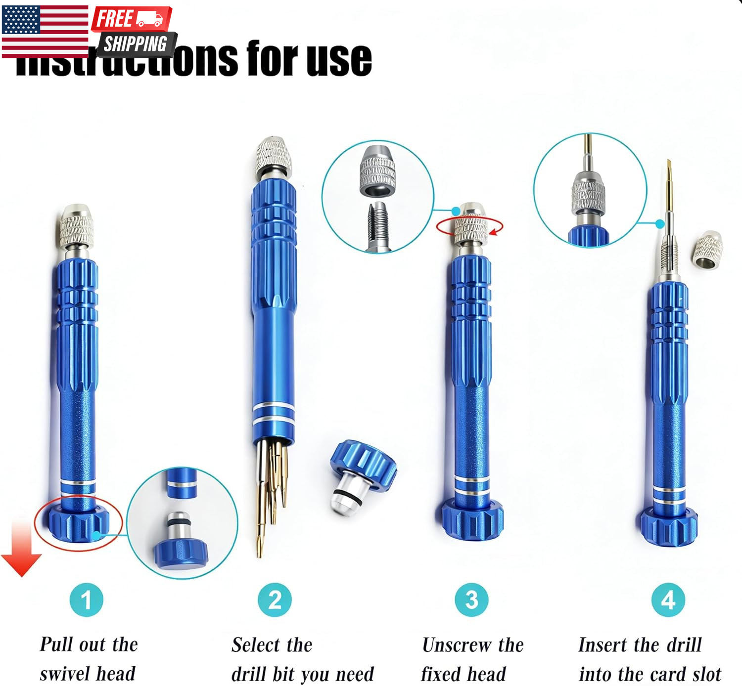 5-In-1 Multifunctional Small Screwdriver, S2 Steel Magnetic Screwdriver Kit for