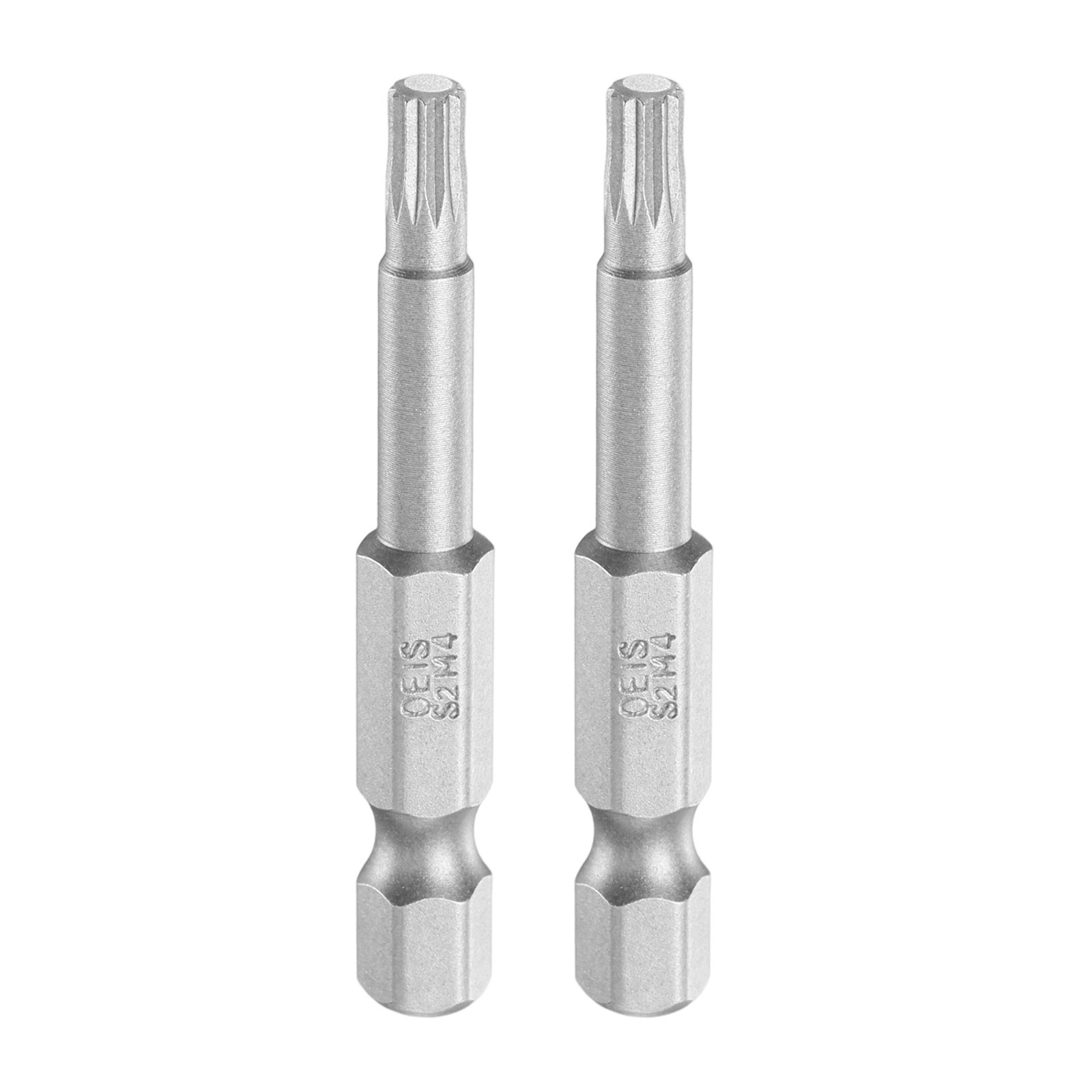 2pcs M4 Triple Square Spline Bit 1/4″ Hex Shank 2″ Long Magnetic No Hole Tip