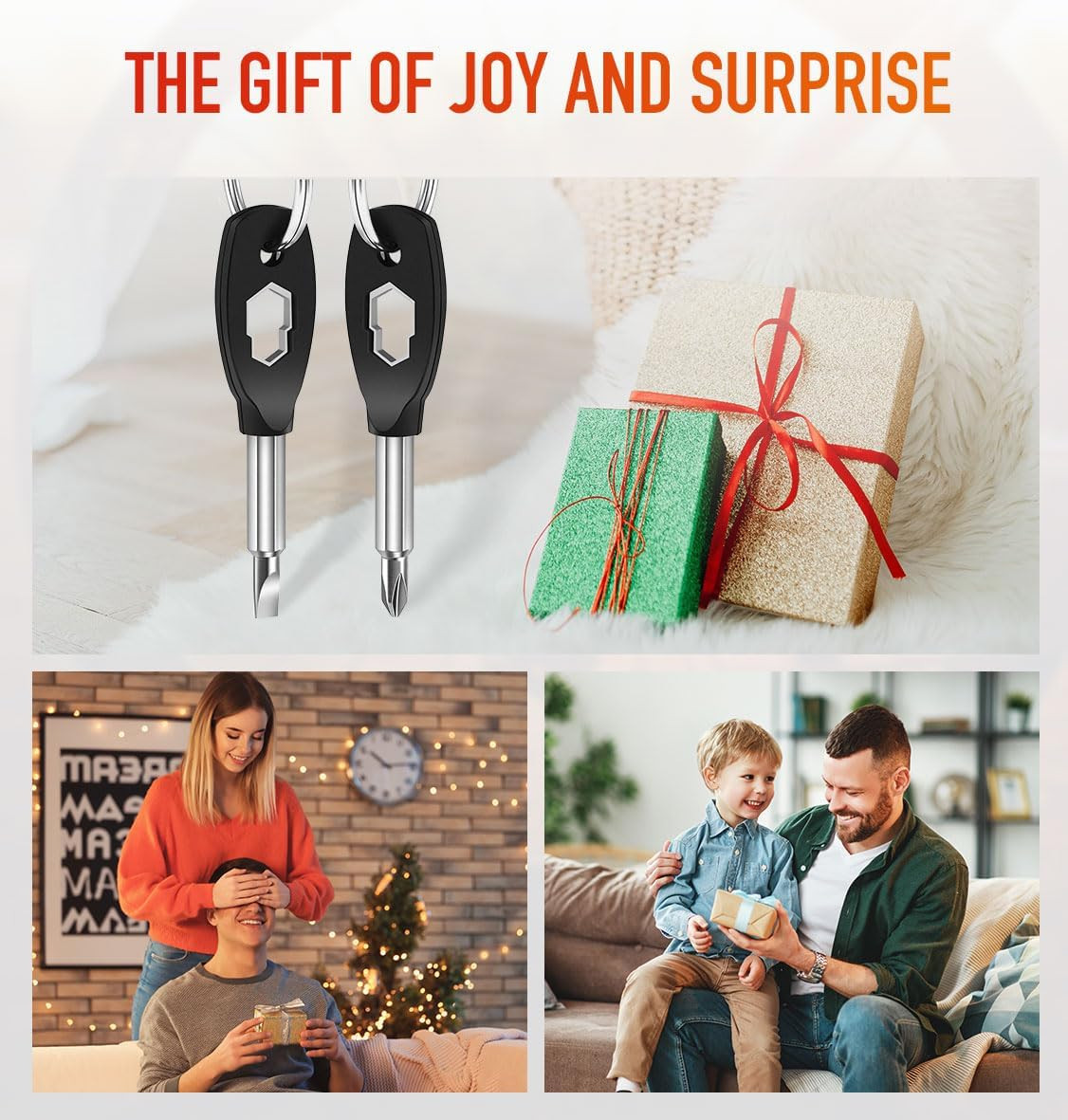 Stocking Stuffers for Men, 6-In-1 Keychain Screwdriver Bit with Flathead and Ph