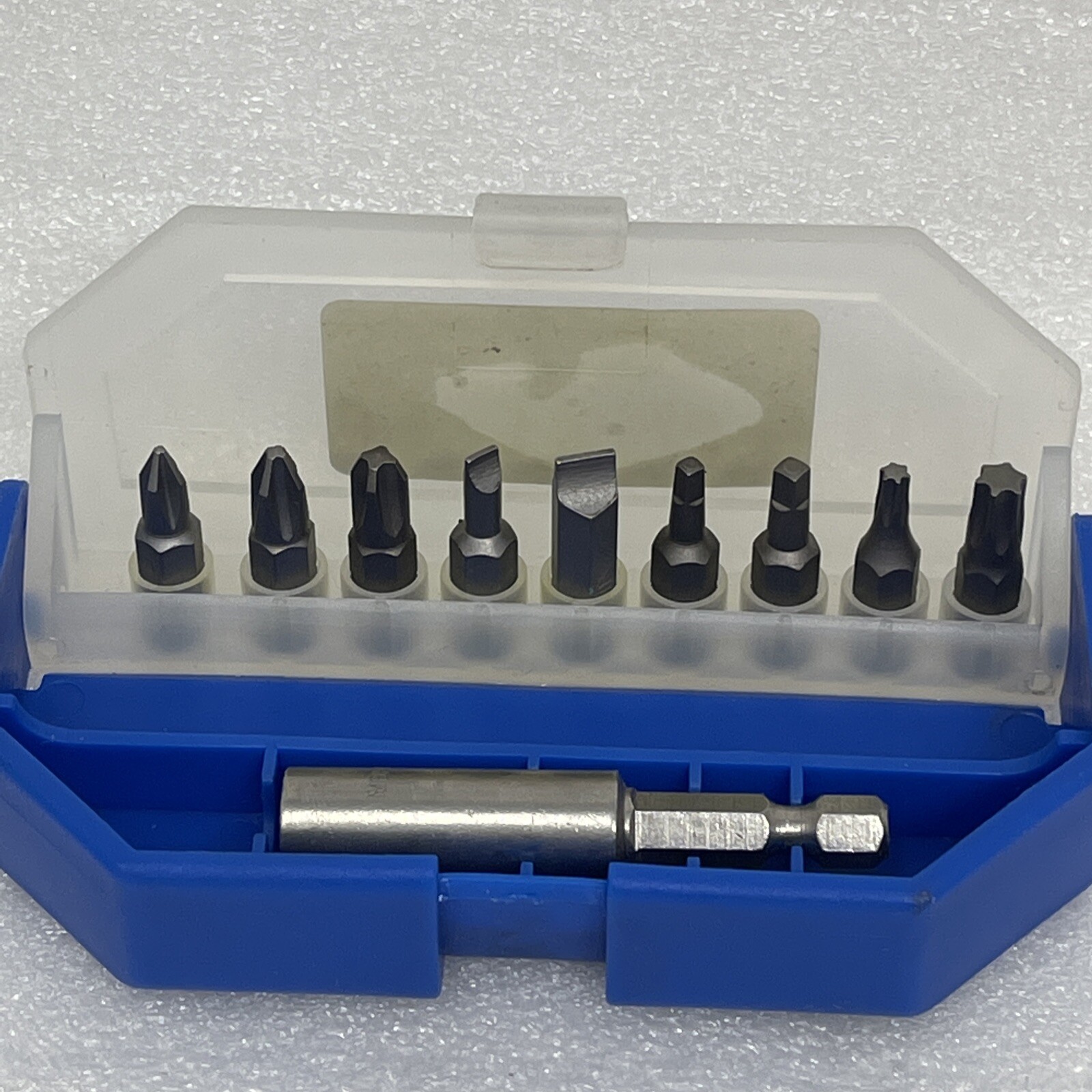 (10) Piece Qualtool 2001 Pocket Driver Bit Set 1/4, Slotted, Phillips, Star, USA
