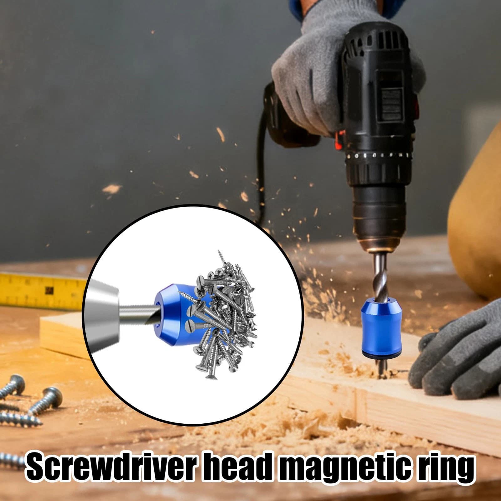 5x 1/4 Inch Hex Screwdriver Magnetic Ring Bit Grip for Drill Adapter Anti Drop