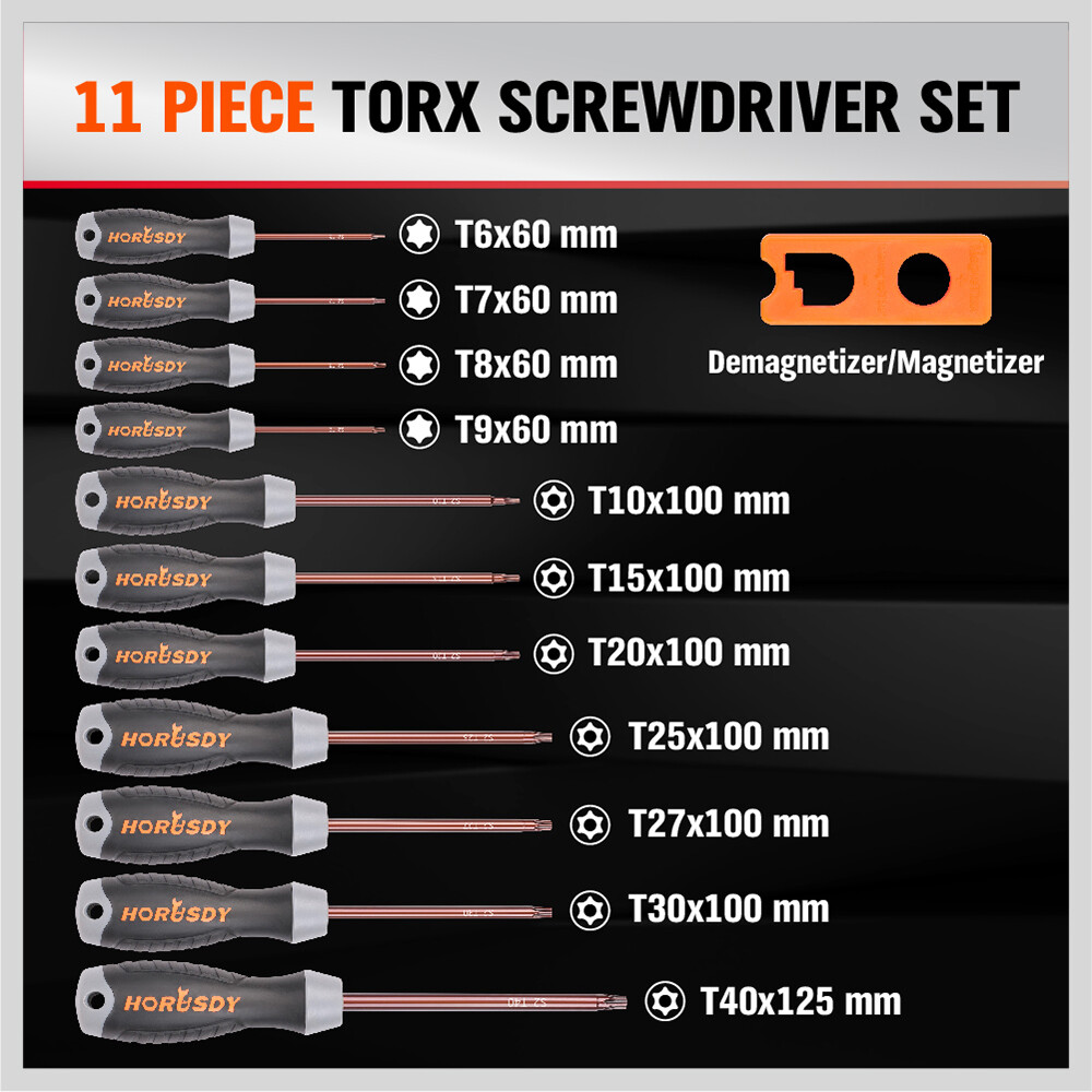 12 PC Torx Screwdriver Set Magnetic T6 – T40 Security Tamper Proof Star S2 Steel