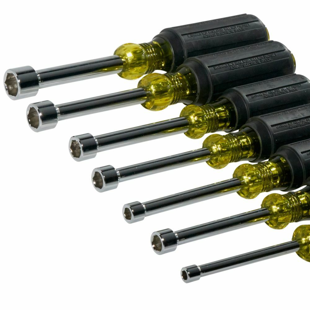Klein Tools 631 Nut Driver Set, 3-Inch Shafts, Cushion Grip, 7-Piece