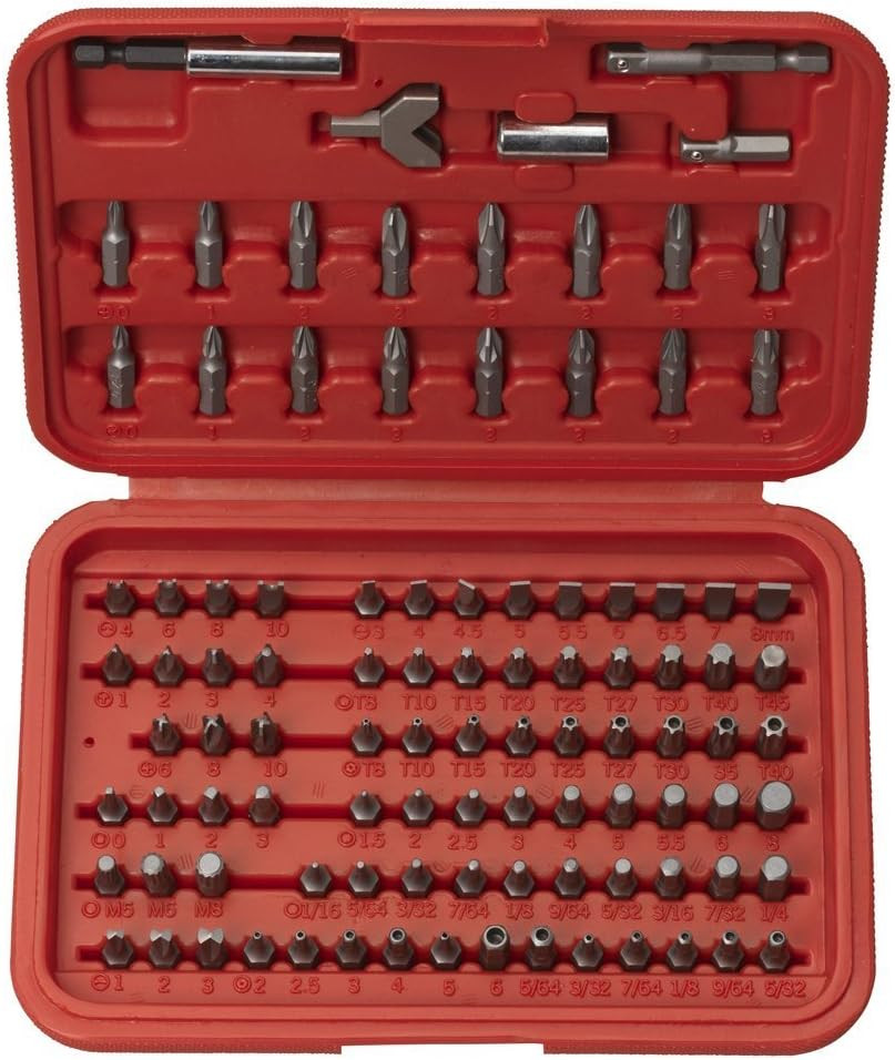 10048A Security Bit Set 100-Piece Set Cr-V Steel 1/4-Inch Adapters Phillips Slot