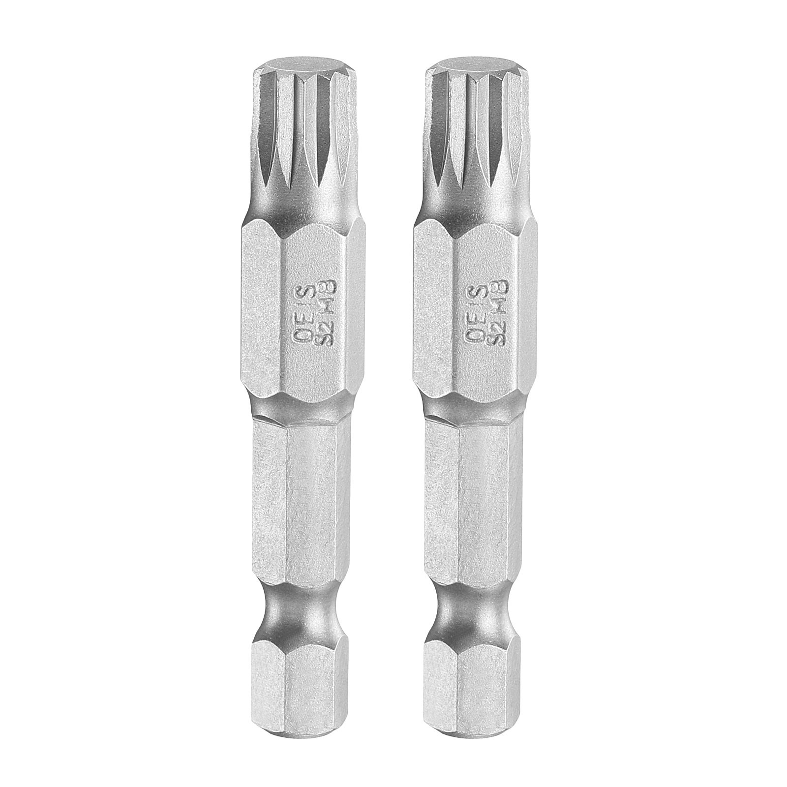 2pcs M8 Triple Square Spline Bit 1/4″ Hex Shank 2″ Long Magnetic No Hole Tip
