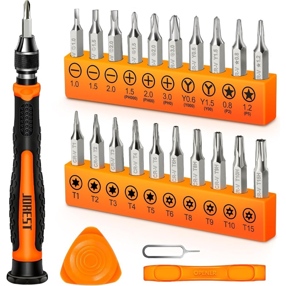 24Pcs Small Precision Screwdriver Set with Torx T5 T6 T8 T9, Y00, Star P5, Mini