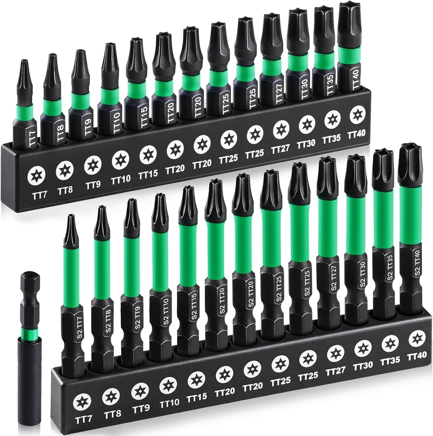 27PCS Impact Torx Bit Set TT7-TT40 Magnetic Tamper Proof S2 Steel Bits Case