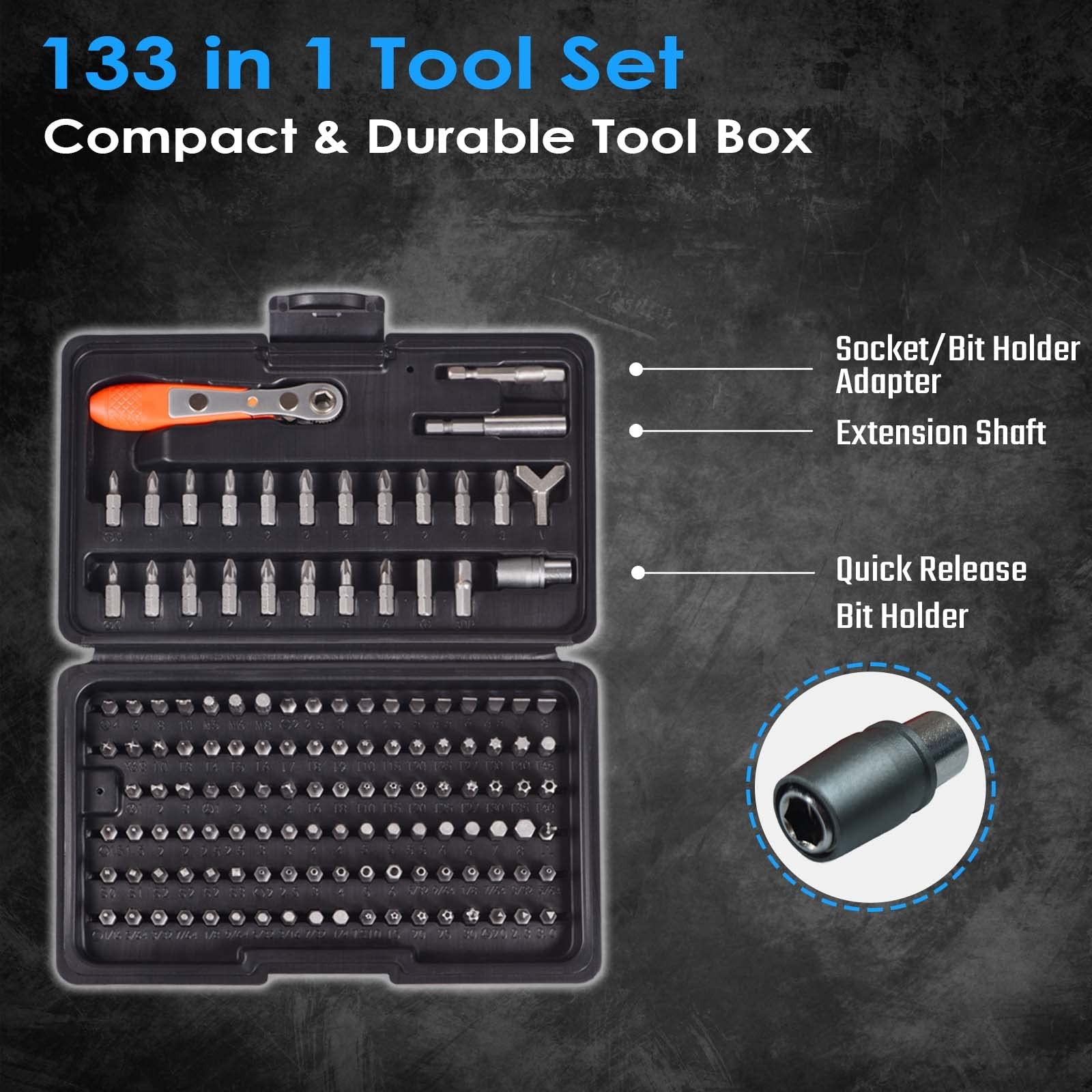 GreaTalent 133in1 Mini Ratchet Screwdriver Set CrV Bit Kit Silver Tool Set