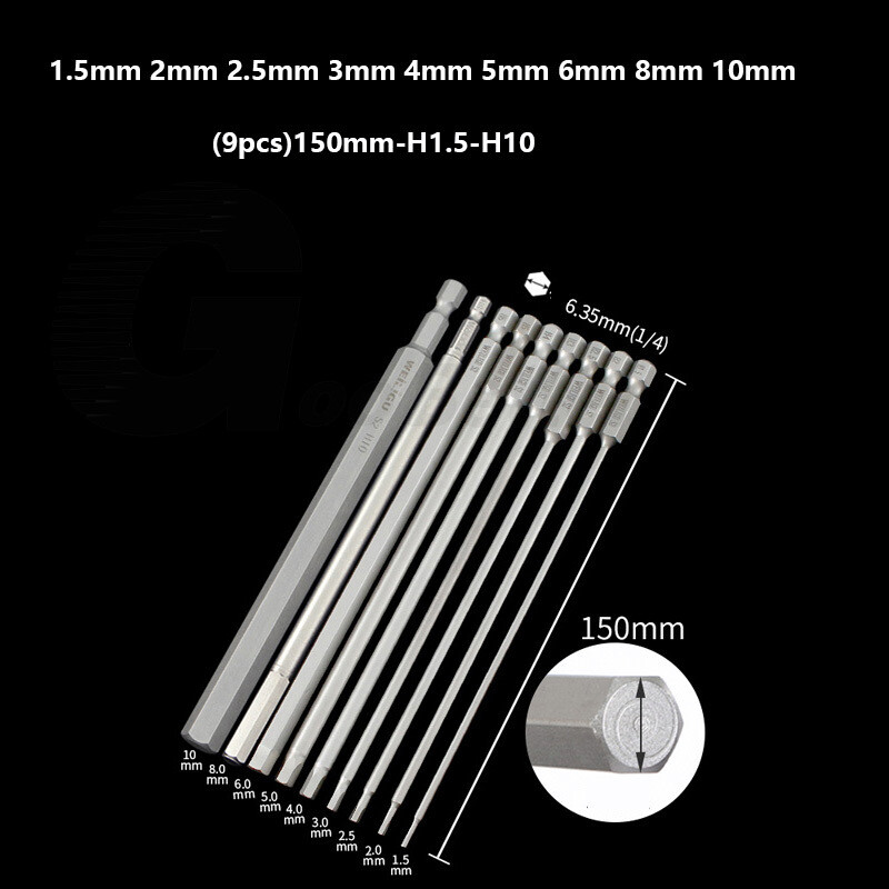 Hex Allen Key Bit Set Screwdriver Socket 50mm Long Impact Driver Drill Magnetic