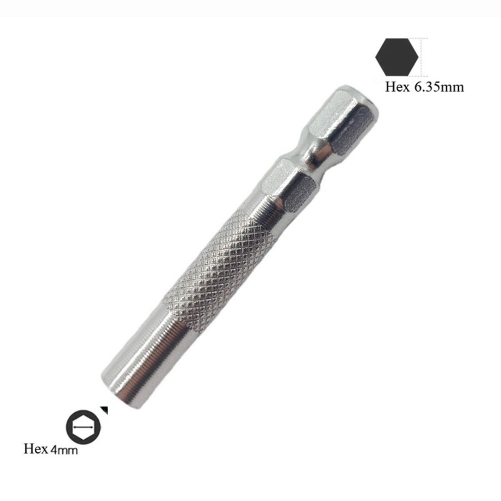 Silver 6.35mm 1/4″ Insert Bit Adapter 5PCS Hex 6.35mm Electric Screwdriver