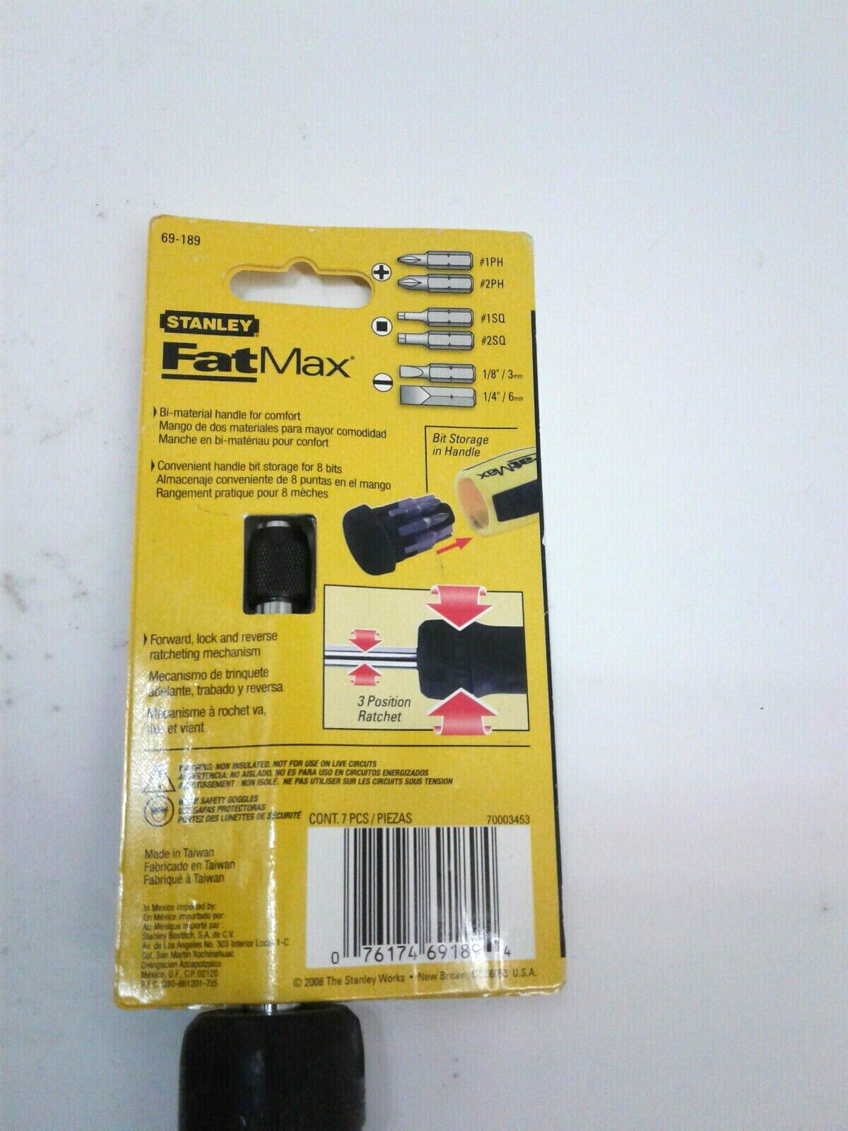 Stanley 69-189 FatMax Multi-Bit Ratcheting Screwdriver 6-In-1 Drive 8-3/4″ OAL