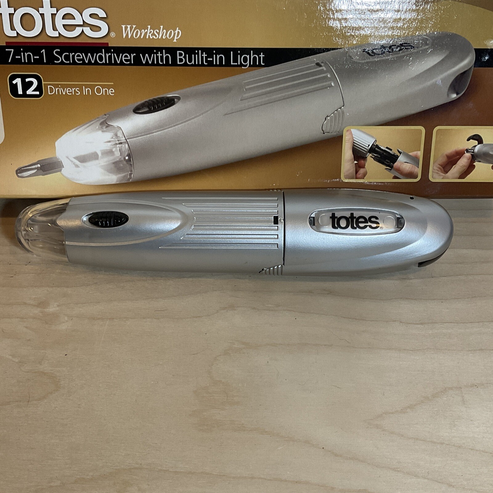 Totes Workshop 7-in-1 Screwdriver With Built-in Light (batteries NOT Included)