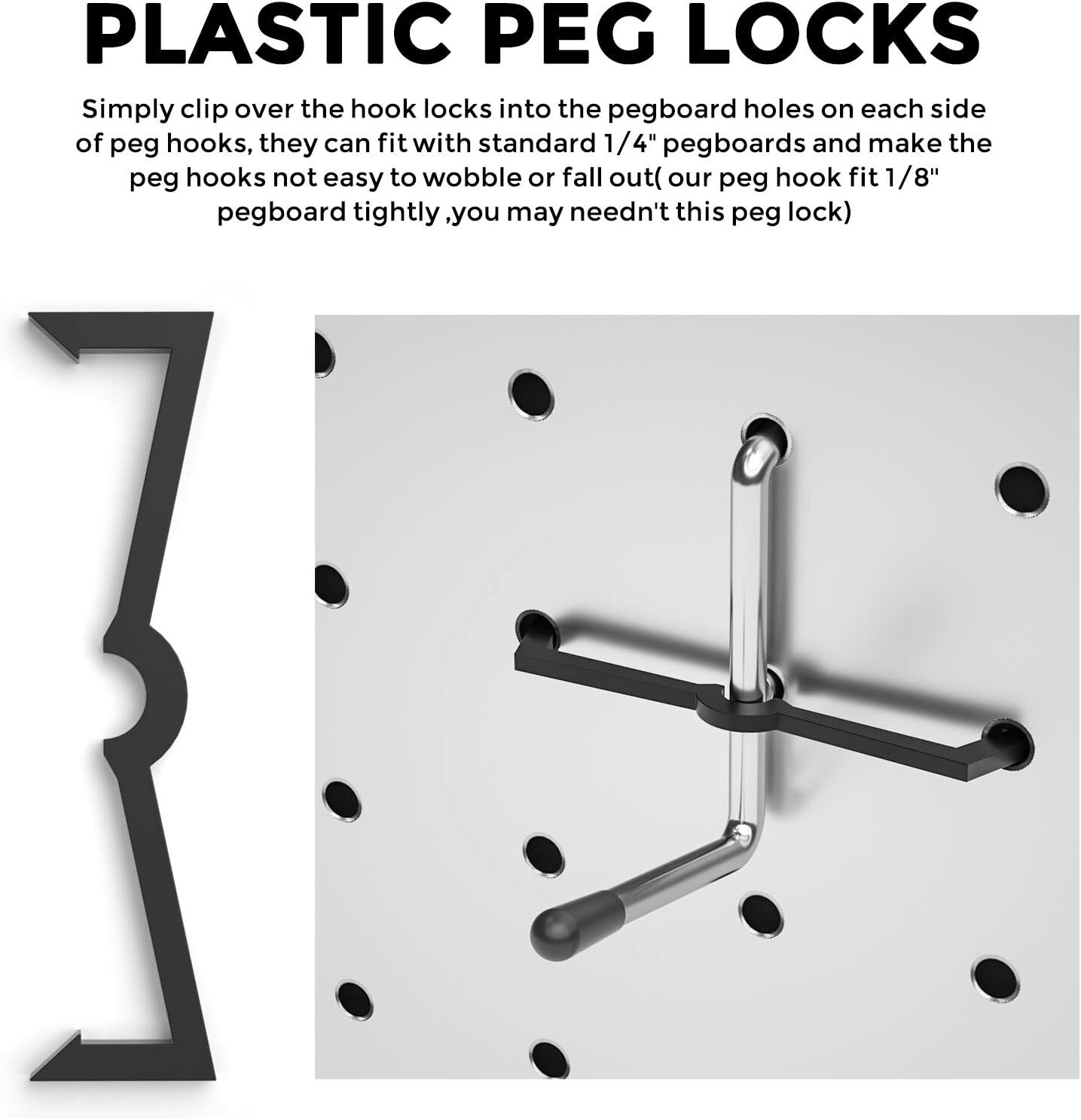 INCLY Pegboard Hooks Set for Hanging Tools, 206PCS Heavy 1/8 Inch, Silver
